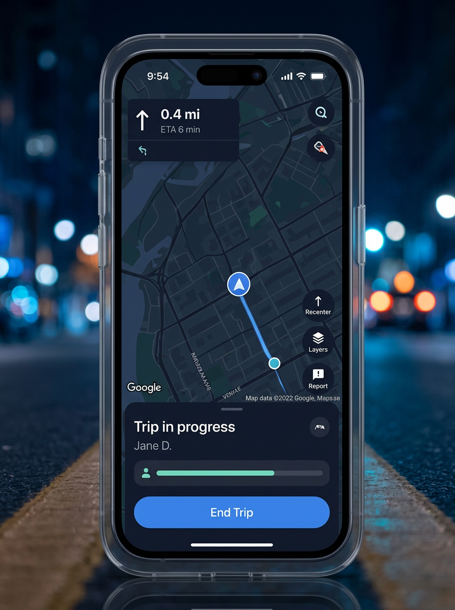 CabGo driver app with active trip